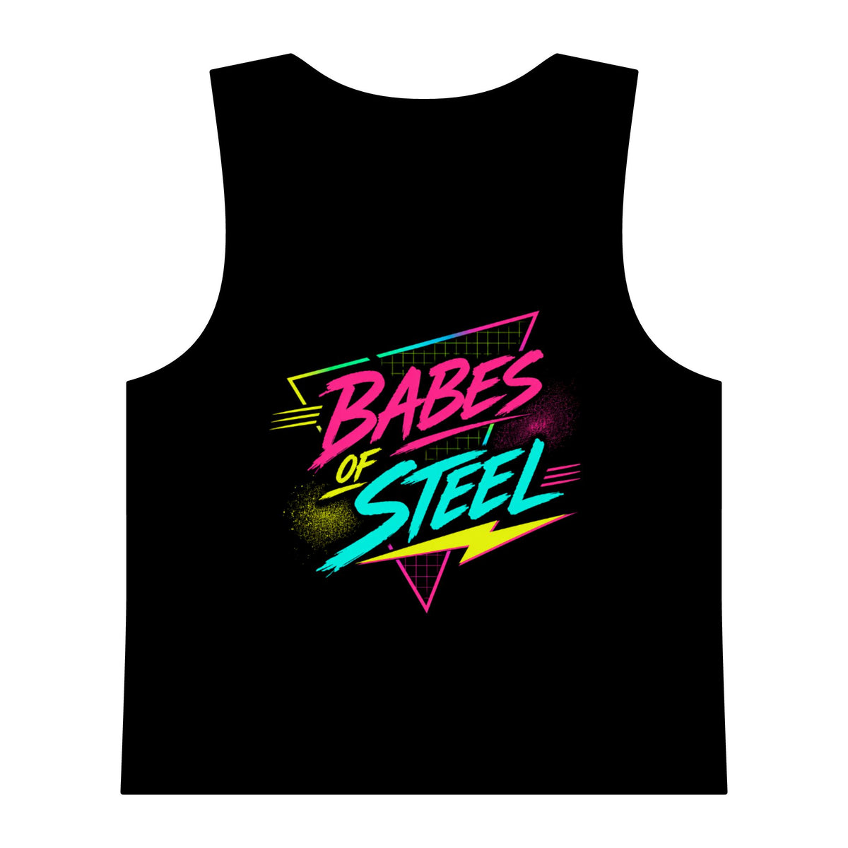 Babes of Steel Crop Tank – Retro Neon Fitness Tank Top