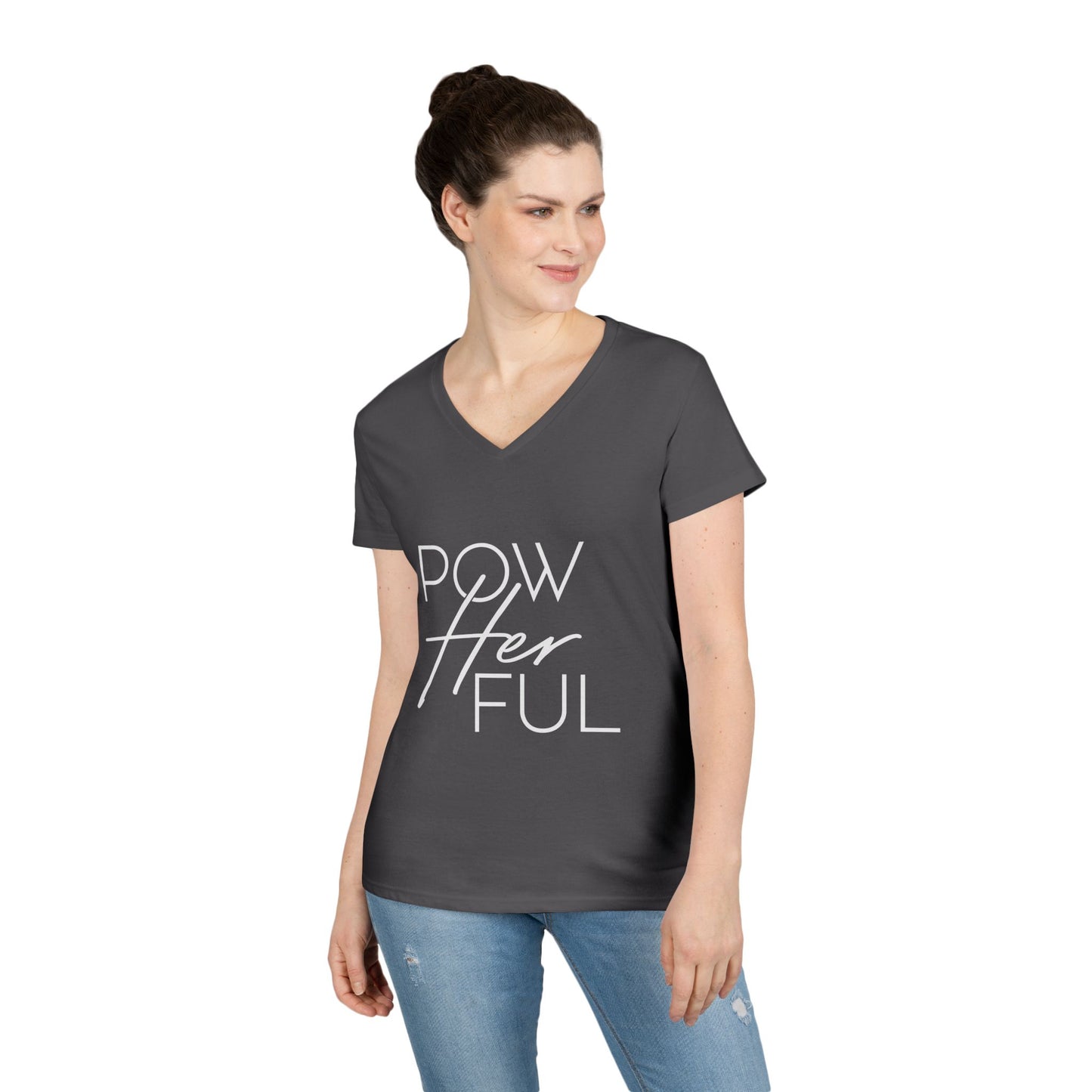 Emily Young Fitness - "PowHERful V‑Neck Tee — Women’s Empowerment Fitness Shirt