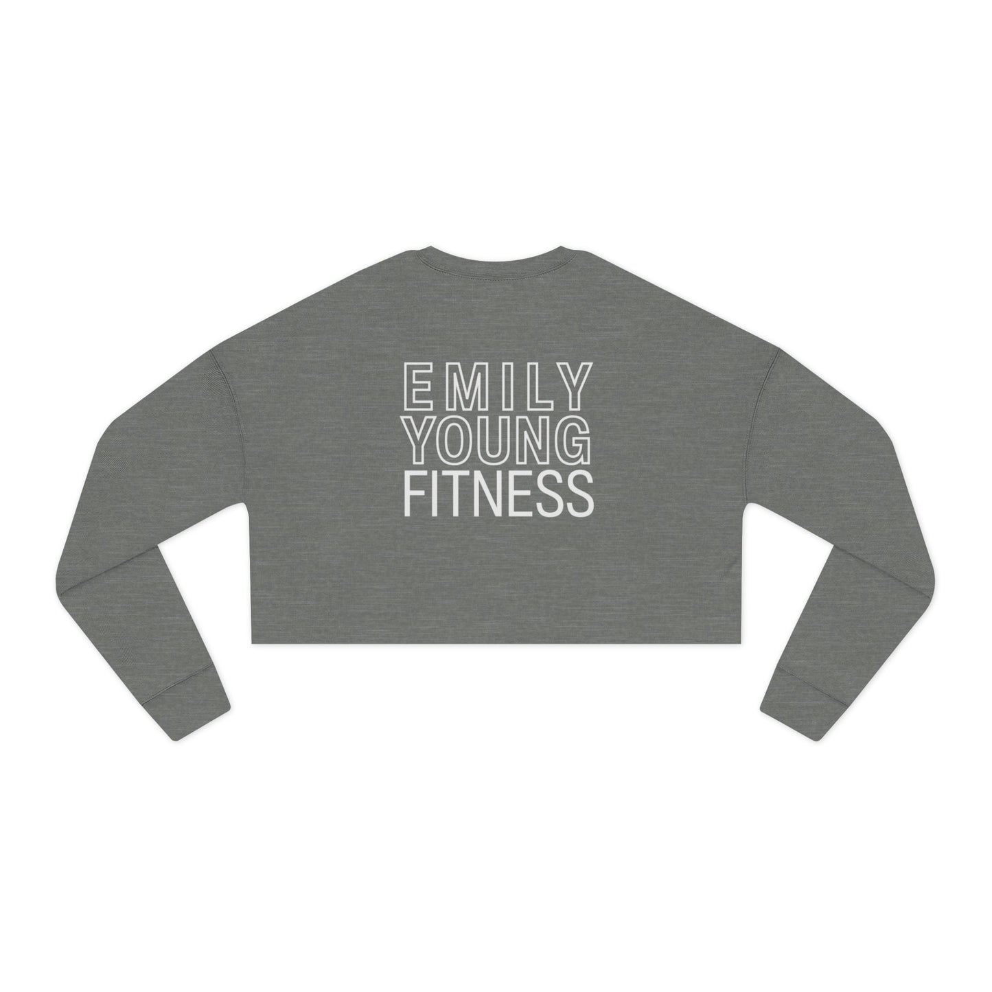 Emily Young Fitness — Women's Cropped Sweatshirt "Strong Woman" Line Drawing Minimalist Gym Top