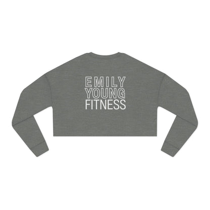 Emily Young Fitness — Women's Cropped Sweatshirt "Strong Woman" Line Drawing Minimalist Gym Top