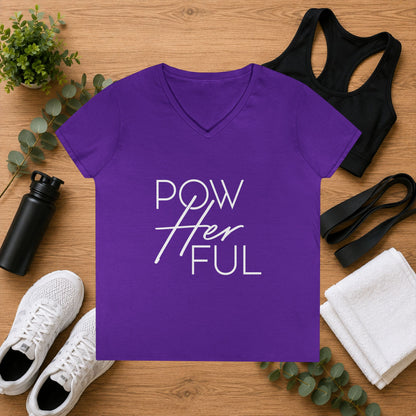 Emily Young Fitness - "PowHERful V‑Neck Tee — Women’s Empowerment Fitness Shirt