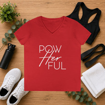 Emily Young Fitness - "PowHERful V‑Neck Tee — Women’s Empowerment Fitness Shirt