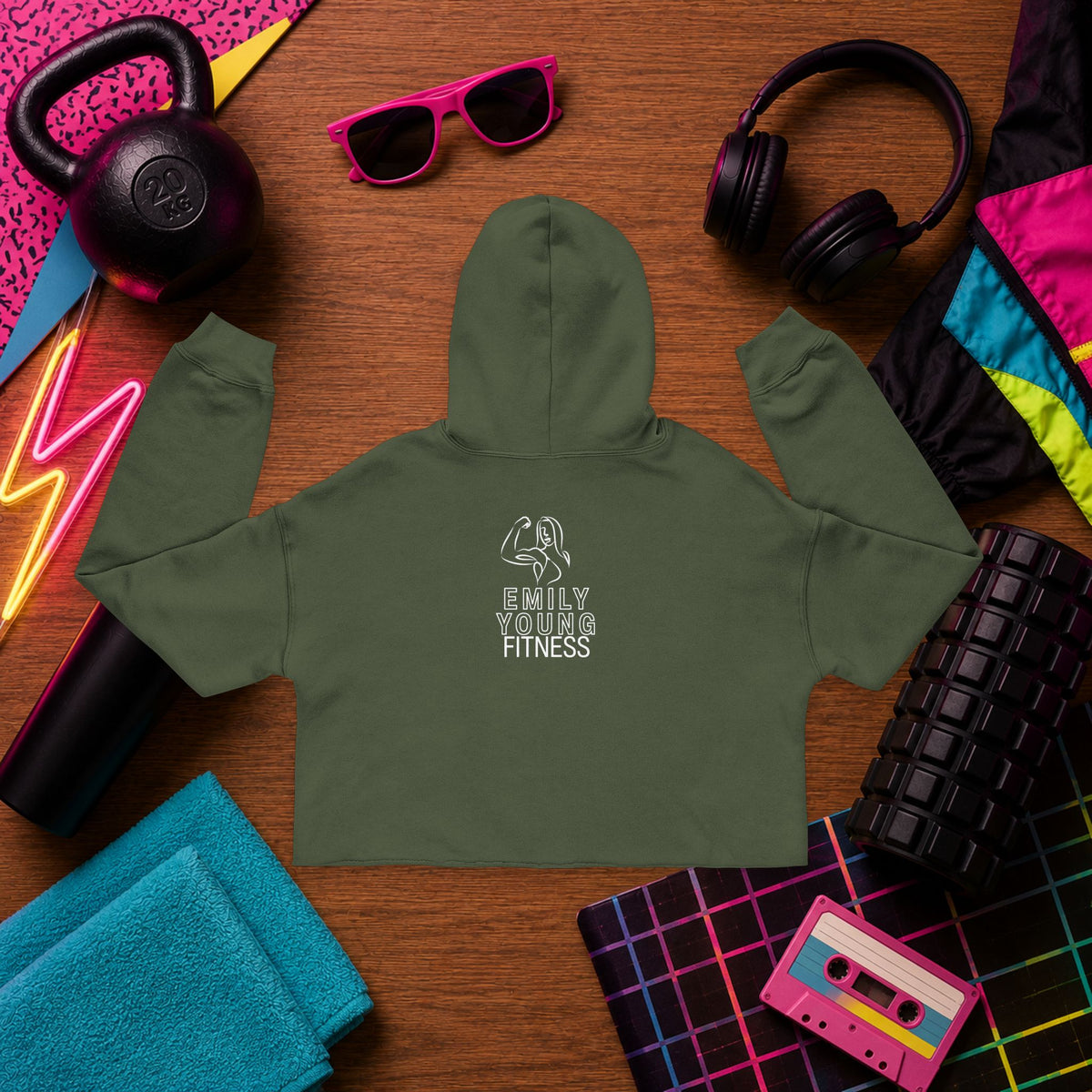 Live Like a Girl Cropped Hoodie — Women's Fitness Graphic Hoodie