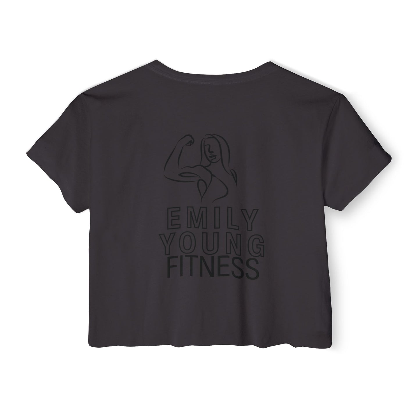 Emily Young Fitness Women's Crop Top — 'Woman' Script Graphic