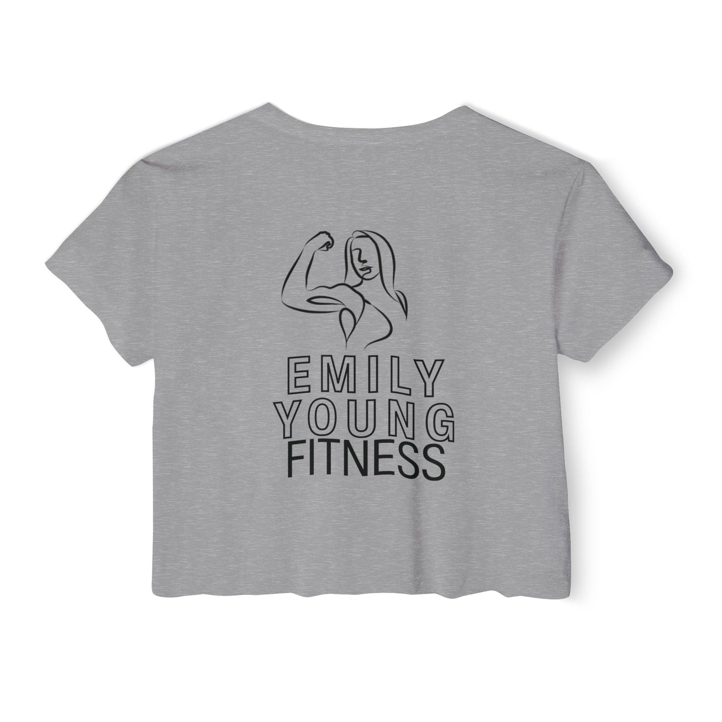 Emily Young Fitness Women's Crop Top — 'Woman' Script Graphic