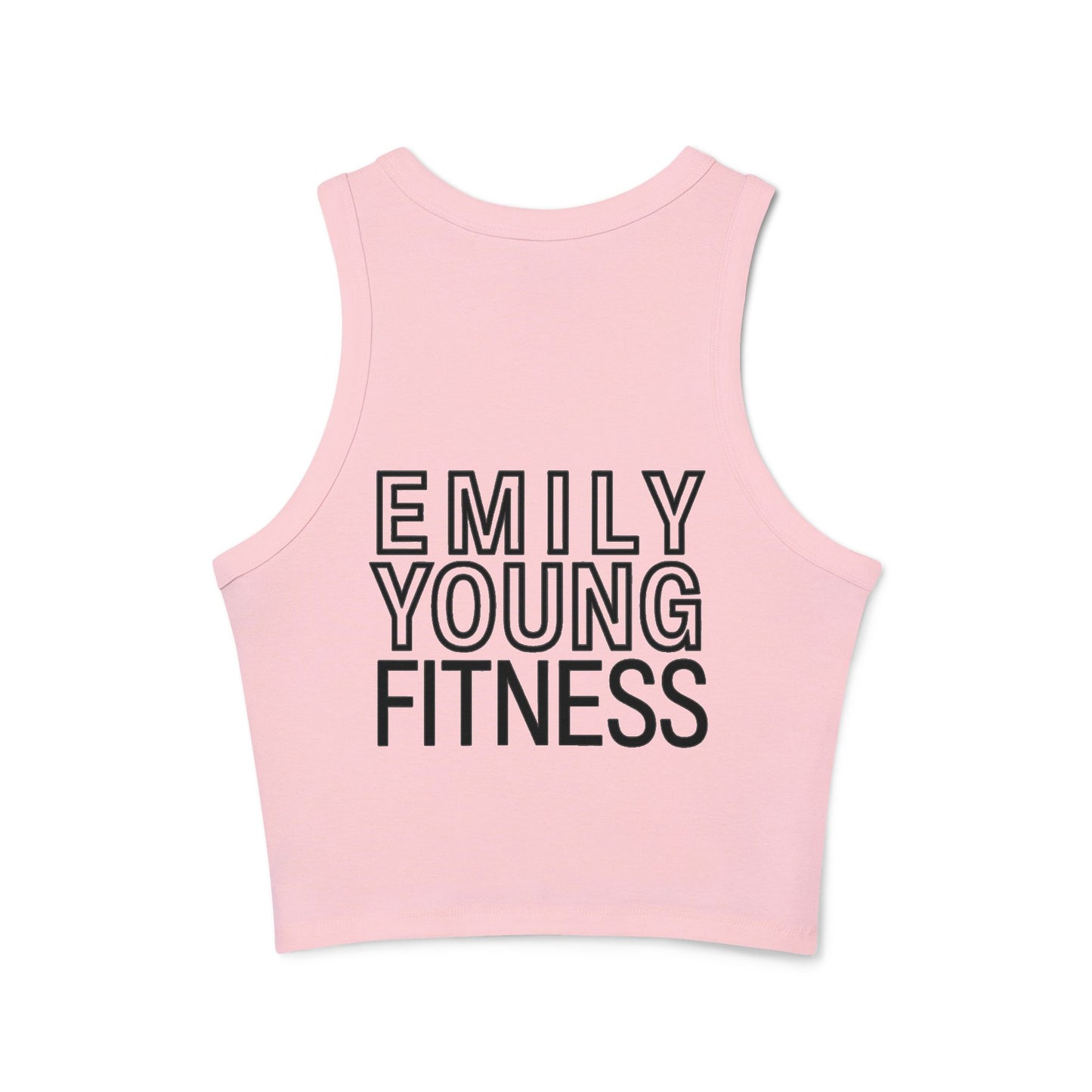 Emily Young Fitness Women's Racer Tank — Minimal Line Art Muscle Pose Crop Top