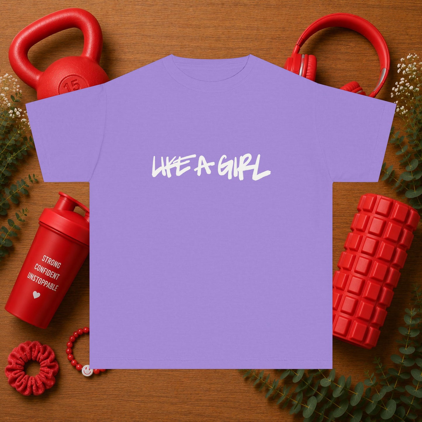 Emily Young Fitness Youth Tee — "LIKE A GIRL" Graphic Workout Shirt