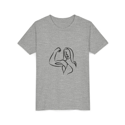 Youth Tee — Minimalist Female Fitness Graphic, 'Emily Young Fitness' Back Logo