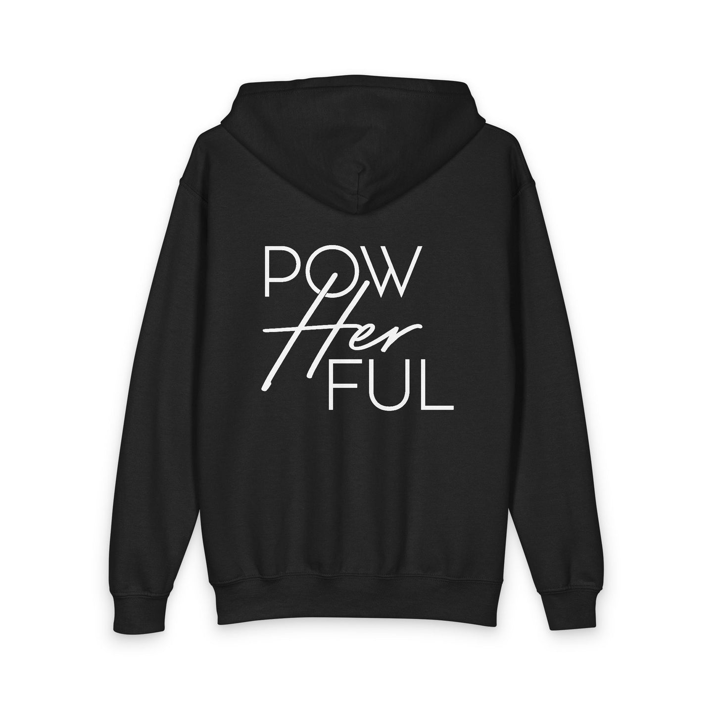 Emily Young Fitness Youth Zipped Hoodie — "PowHERful" Motivational Gym Zip-Up