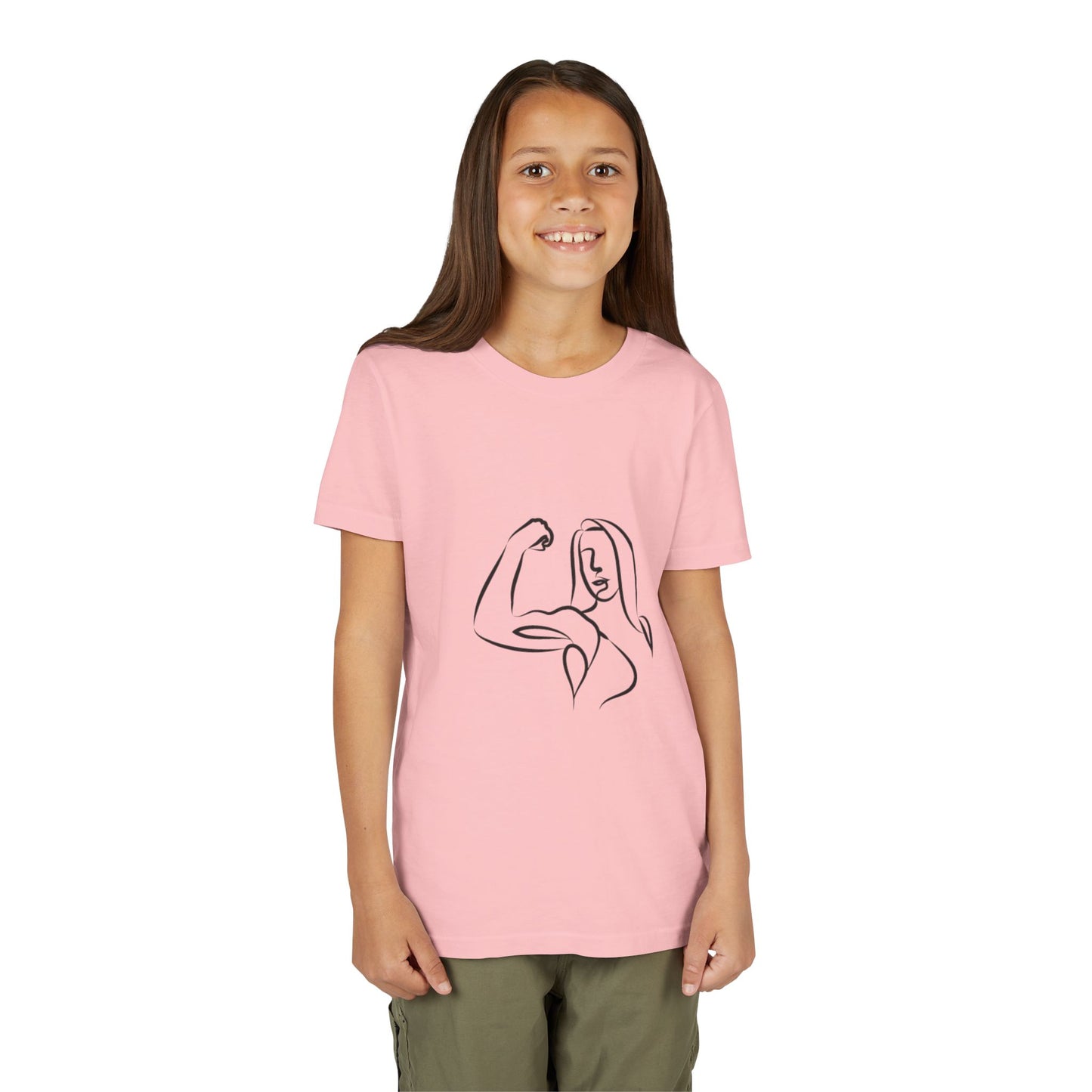 Youth Tee — Minimalist Female Fitness Graphic, 'Emily Young Fitness' Back Logo