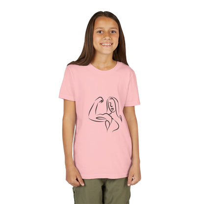 Youth Tee — Minimalist Female Fitness Graphic, 'Emily Young Fitness' Back Logo