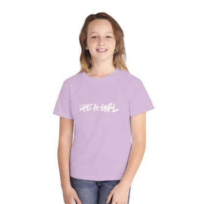 Emily Young Fitness Youth Tee — "LIKE A GIRL" Graphic Workout Shirt