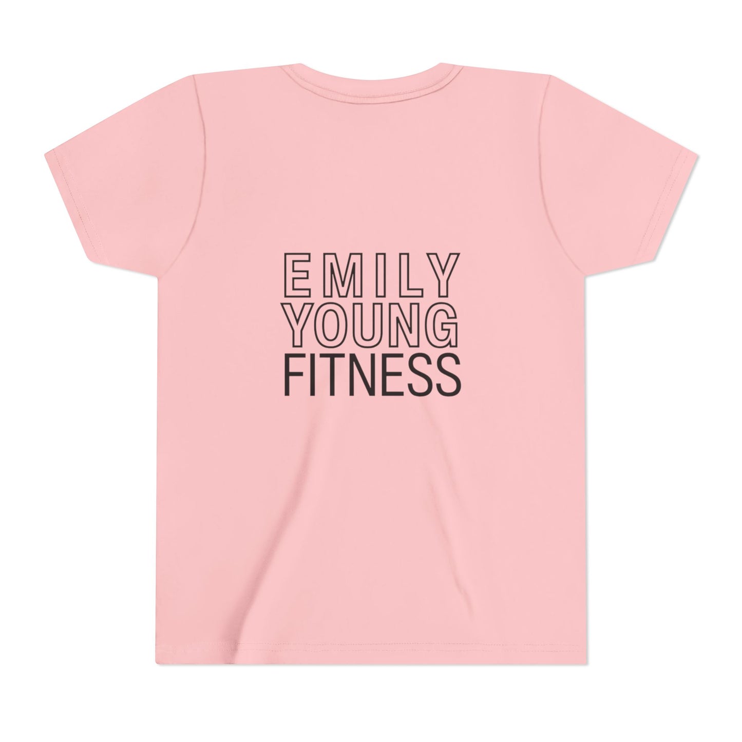 Youth Tee — Minimalist Female Fitness Graphic, 'Emily Young Fitness' Back Logo