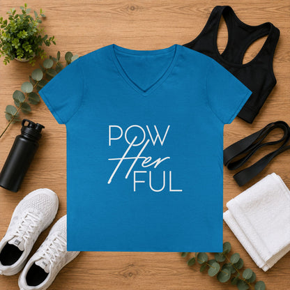 Emily Young Fitness - "PowHERful V‑Neck Tee — Women’s Empowerment Fitness Shirt