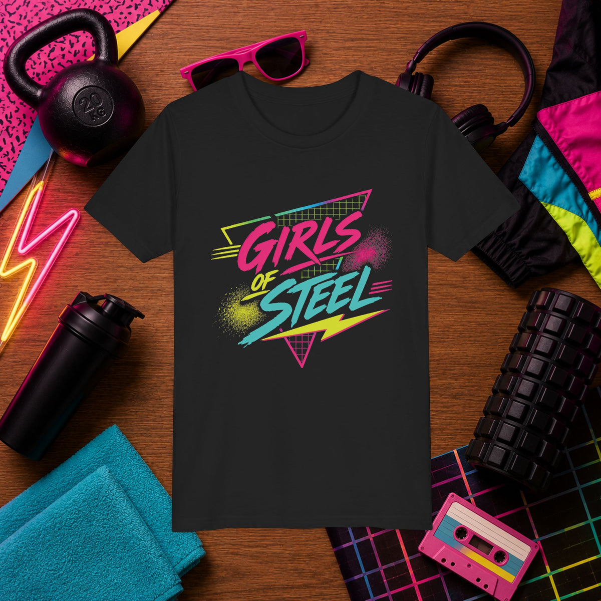 Emily Young Fitness - Youth Tee — 'Girls of Steel' Neon Fitness Shirt