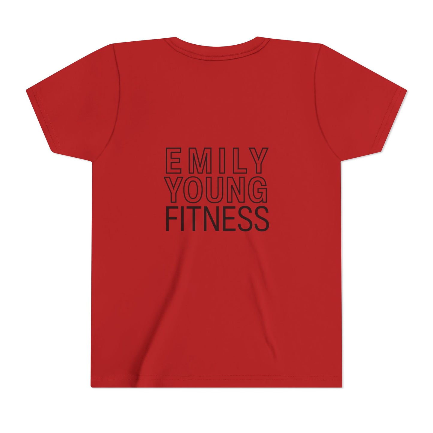 Youth Tee — Minimalist Female Fitness Graphic, 'Emily Young Fitness' Back Logo