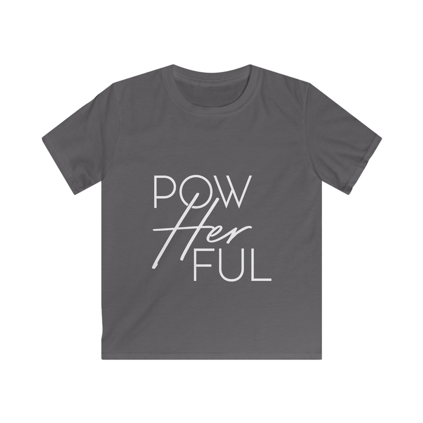 Emily Young Fitness Kids Tee — "PowHerFul" Motivational Youth Fitness Shirt