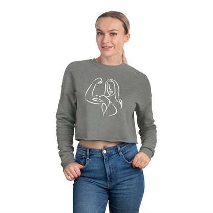 Emily Young Fitness — Women's Cropped Sweatshirt "Strong Woman" Line Drawing Minimalist Gym Top