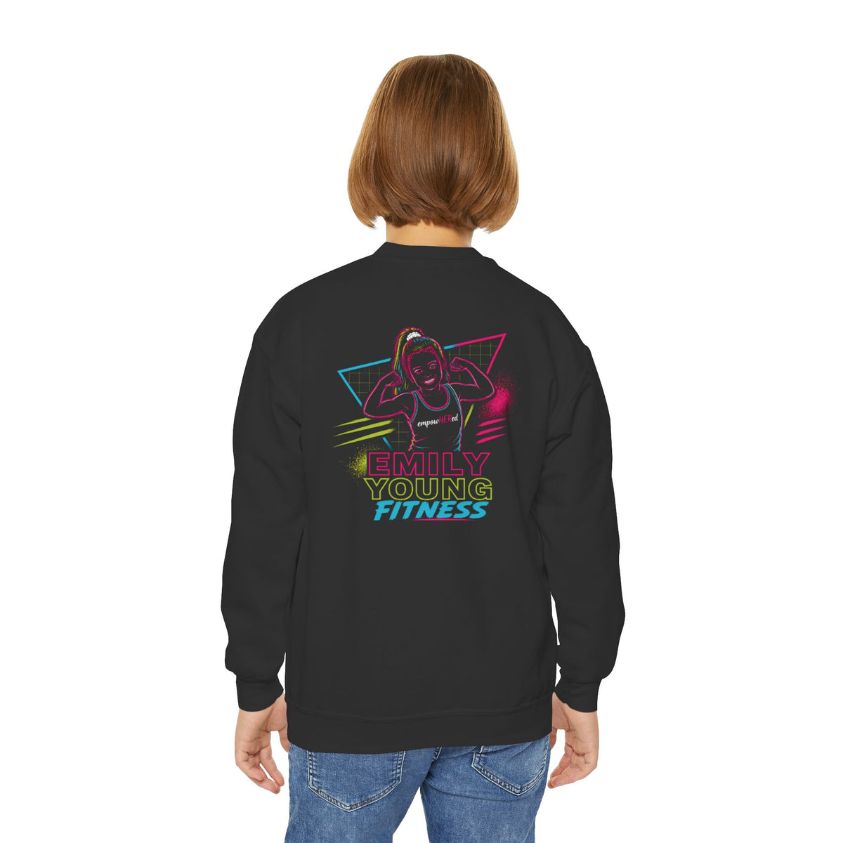 Emily Young Fitness - Retro Neon 'Girls of Steel' Youth Crewneck Sweatshirt