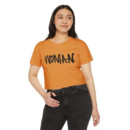 Emily Young Fitness Women's Crop Top — 'Woman' Script Graphic