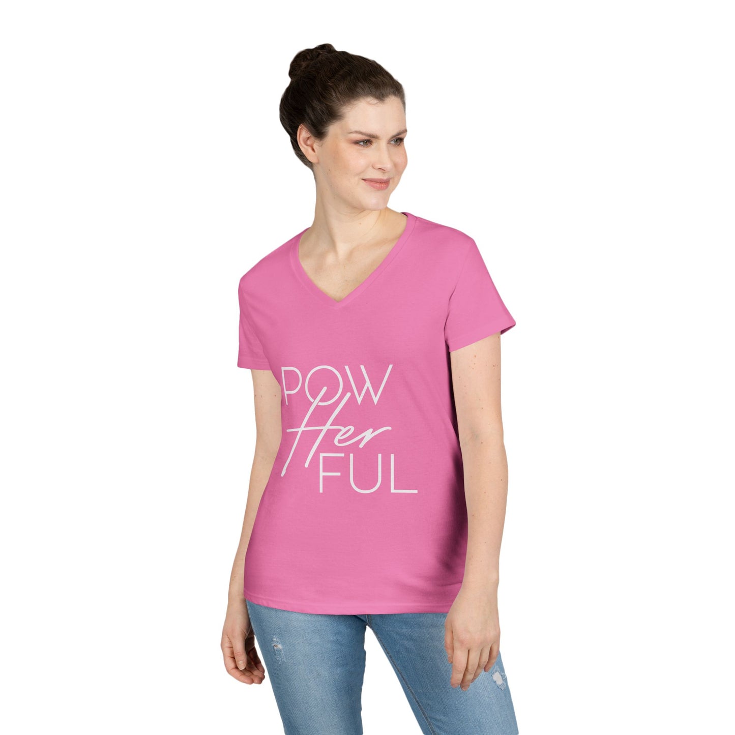 Emily Young Fitness - "PowHERful V‑Neck Tee — Women’s Empowerment Fitness Shirt