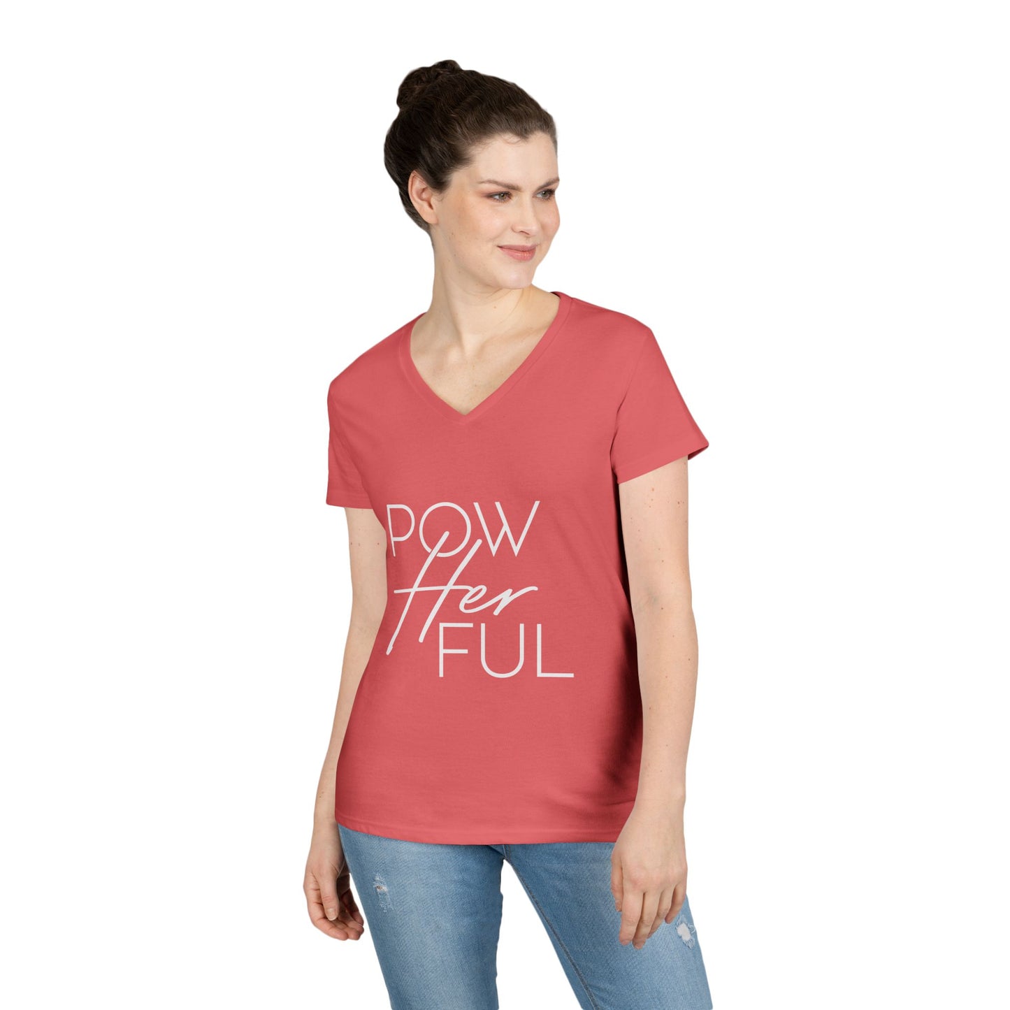 Emily Young Fitness - "PowHERful V‑Neck Tee — Women’s Empowerment Fitness Shirt