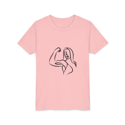 Youth Tee — Minimalist Female Fitness Graphic, 'Emily Young Fitness' Back Logo