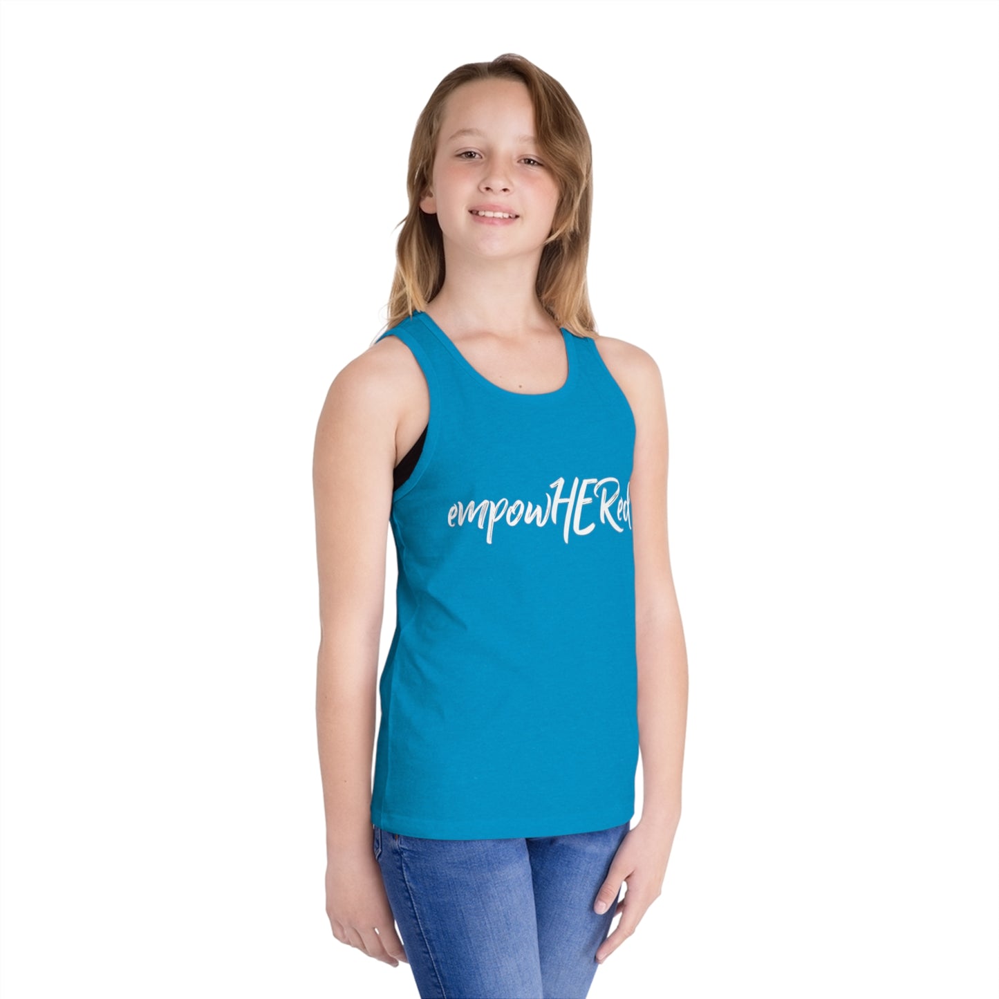 Emily Young Fitness Kid's Tank — "empowHERed" Motivational Girls' Jersey Tank