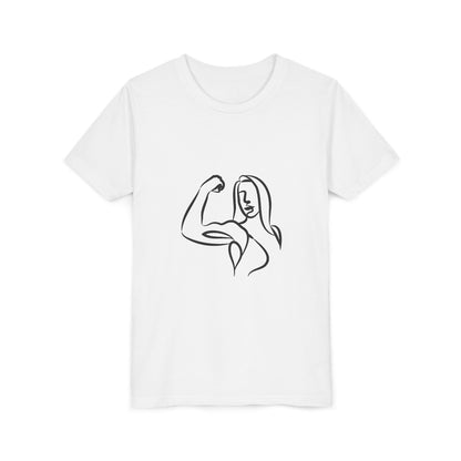 Youth Tee — Minimalist Female Fitness Graphic, 'Emily Young Fitness' Back Logo