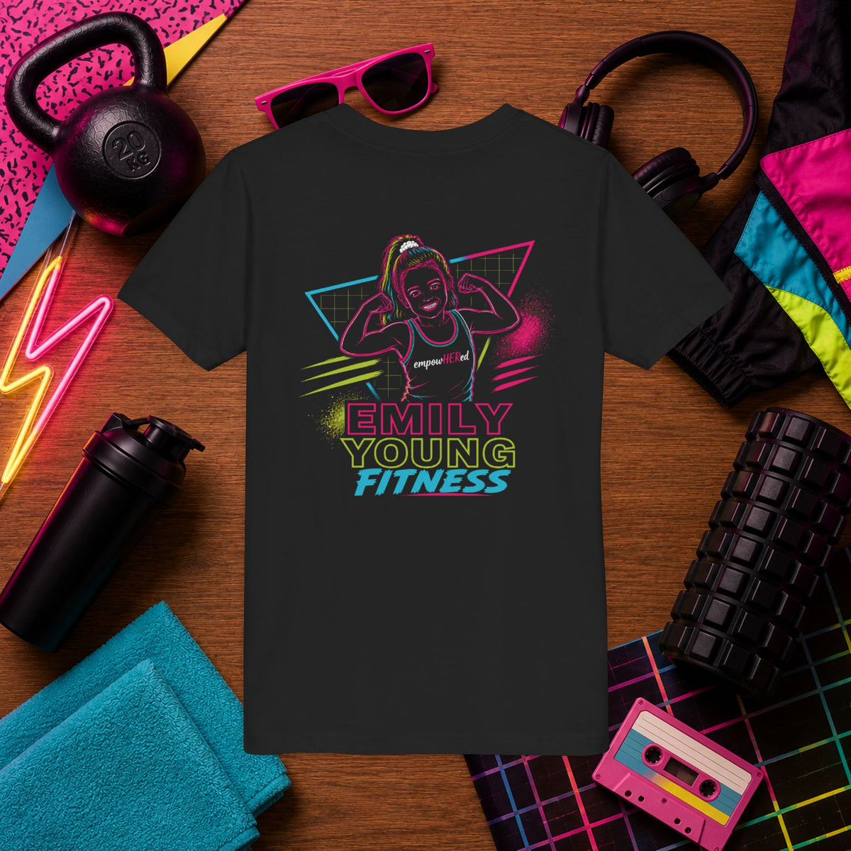Emily Young Fitness - Youth Tee — 'Girls of Steel' Neon Fitness Shirt