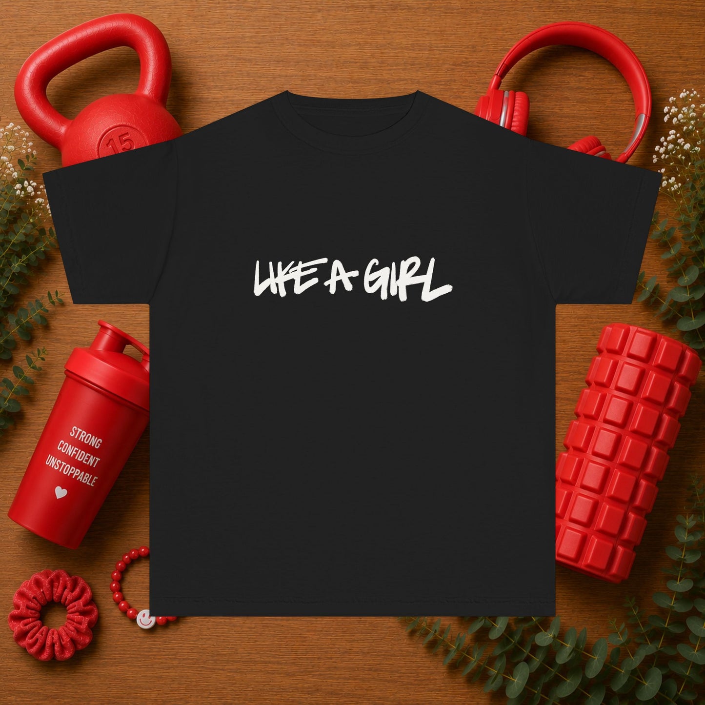 Emily Young Fitness Youth Tee — "LIKE A GIRL" Graphic Workout Shirt