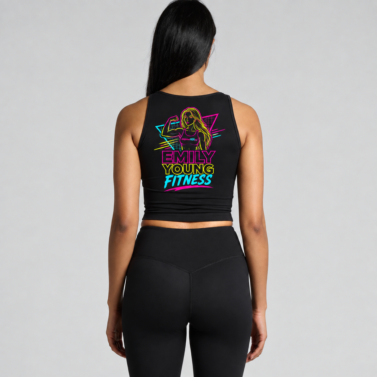 Babes of Steel Crop Tank – Retro Neon Fitness Tank Top