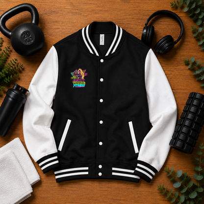 Emily Young Fitness - Letterman Jacket — "Babes of Steel" Retro Neon Varsity Jacket