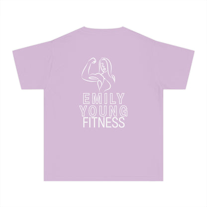 Emily Young Fitness Youth Tee — "LIKE A GIRL" Graphic Workout Shirt