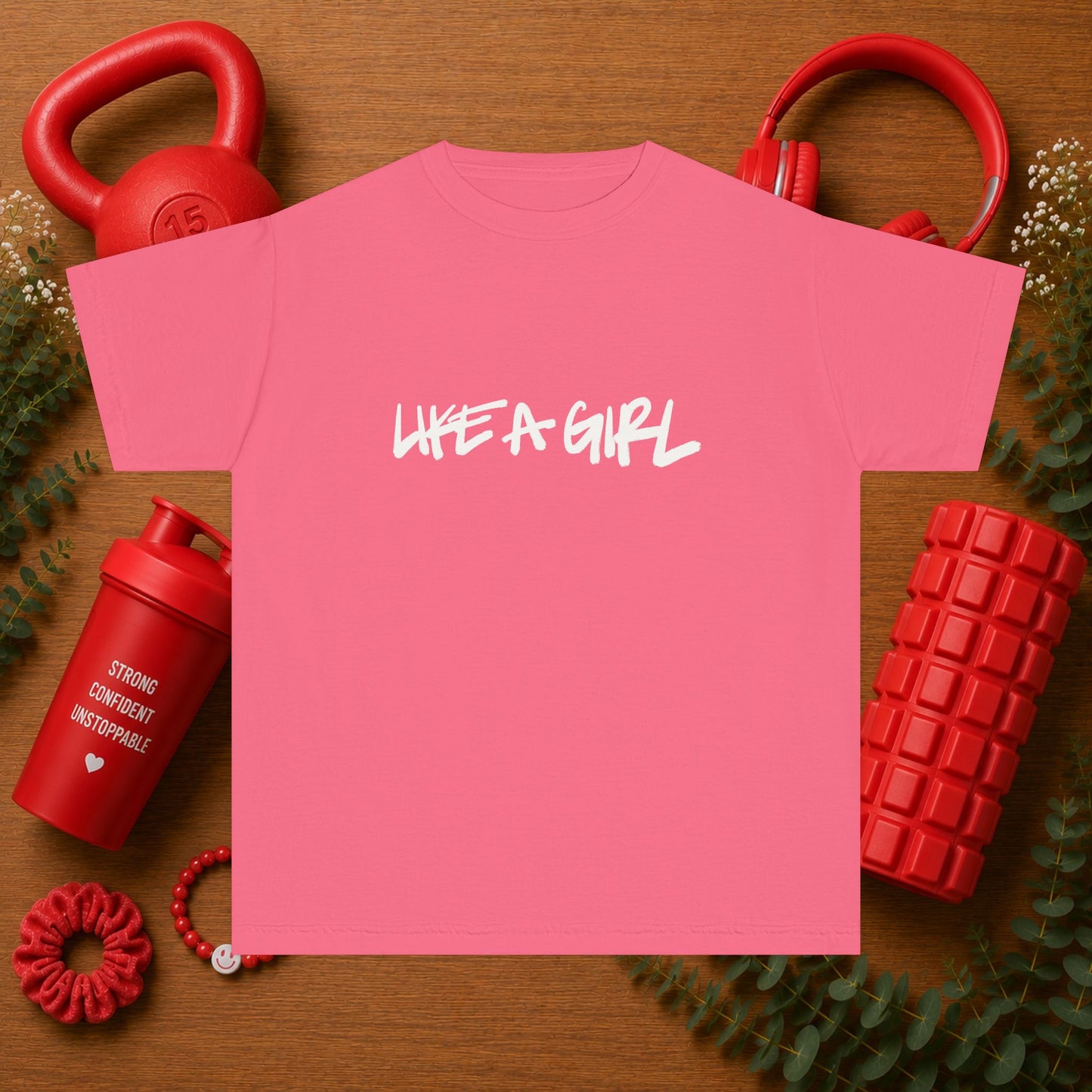 Emily Young Fitness Youth Tee — "LIKE A GIRL" Graphic Workout Shirt