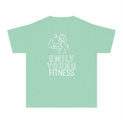 Emily Young Fitness Youth Tee — "LIKE A GIRL" Graphic Workout Shirt