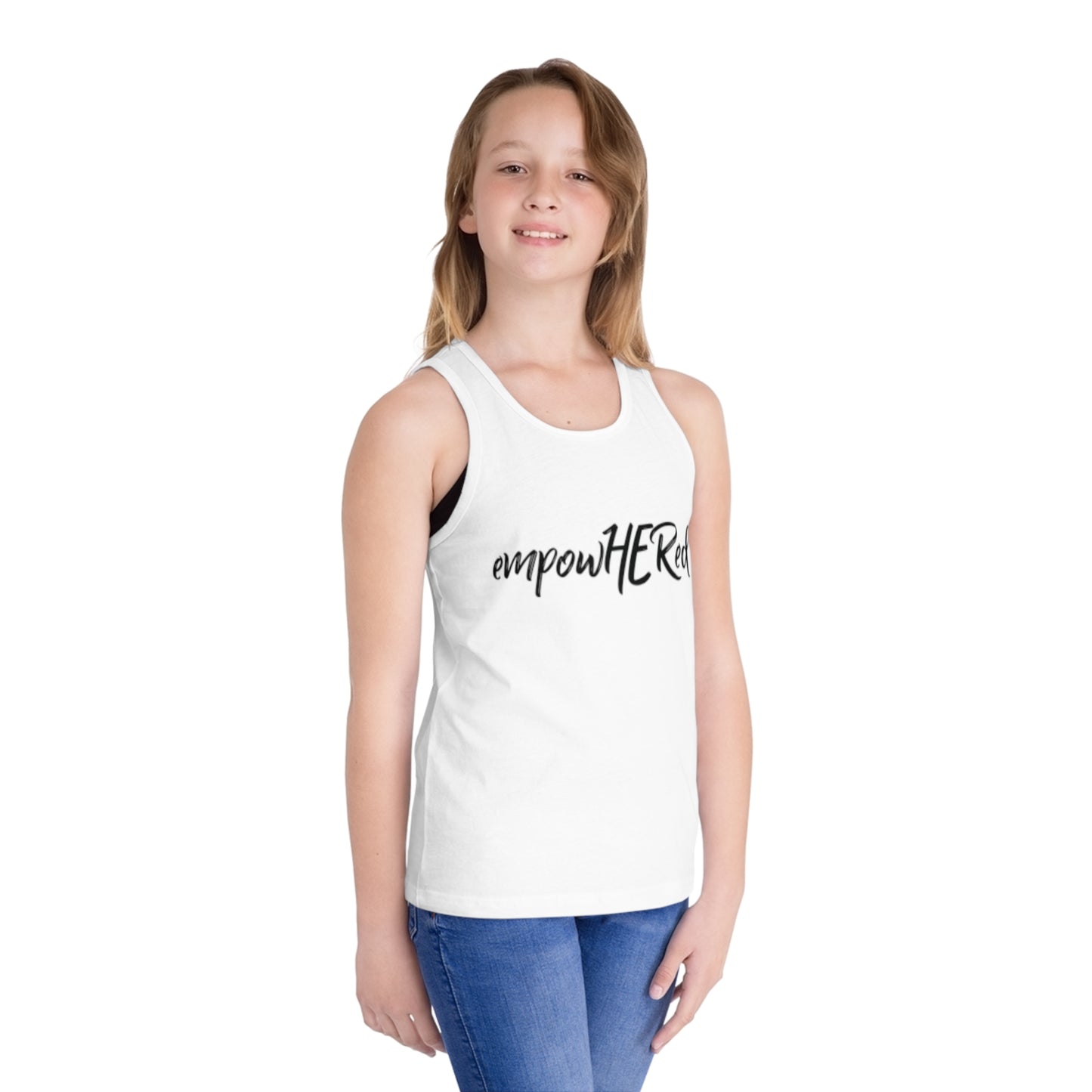 Emily Young Fitness Kid's Tank — "empowHERed" Motivational Girls' Jersey Tank