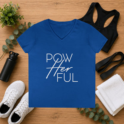Emily Young Fitness - "PowHERful V‑Neck Tee — Women’s Empowerment Fitness Shirt