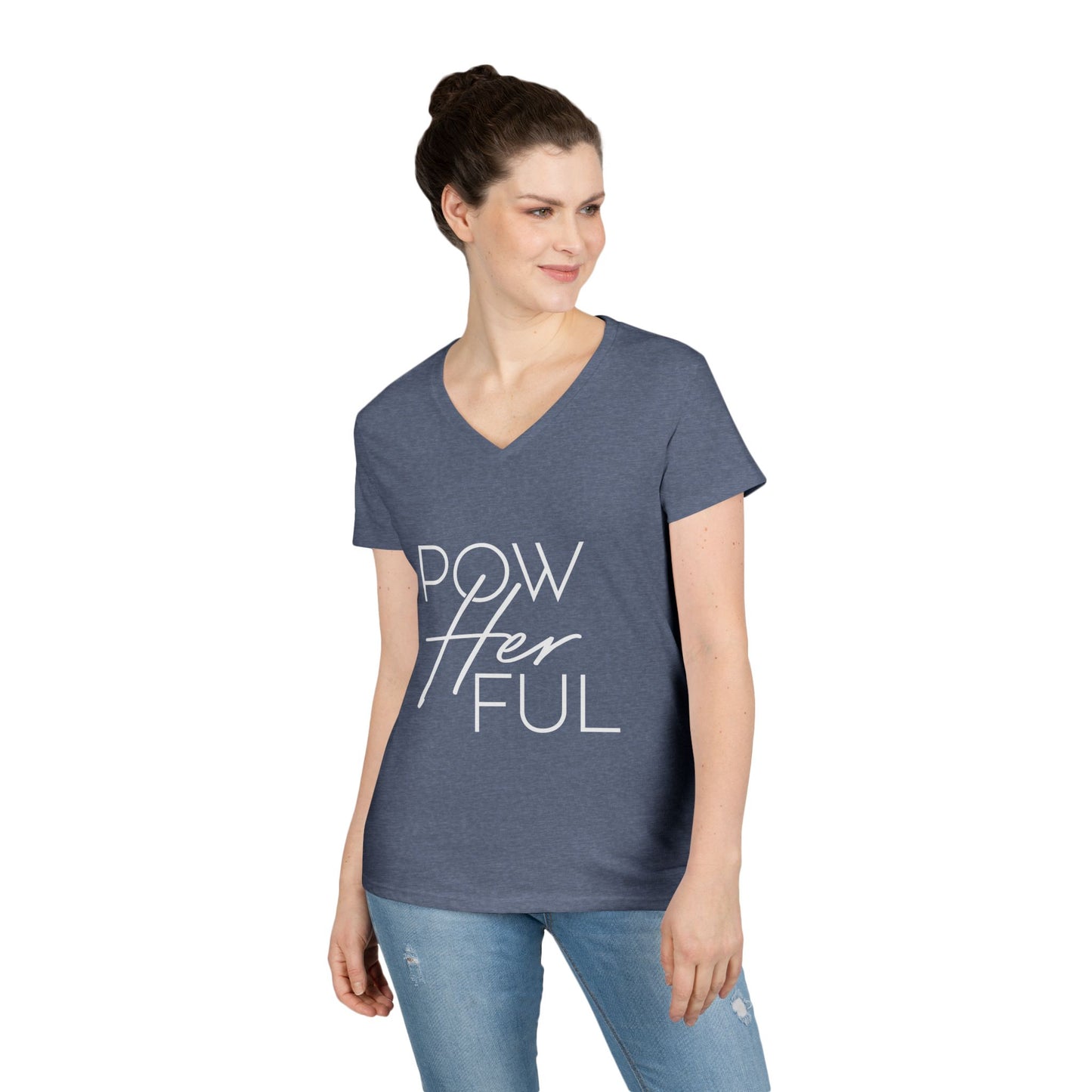 Emily Young Fitness - "PowHERful V‑Neck Tee — Women’s Empowerment Fitness Shirt
