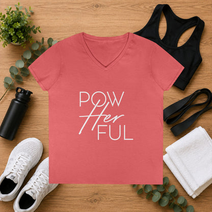Emily Young Fitness - "PowHERful V‑Neck Tee — Women’s Empowerment Fitness Shirt