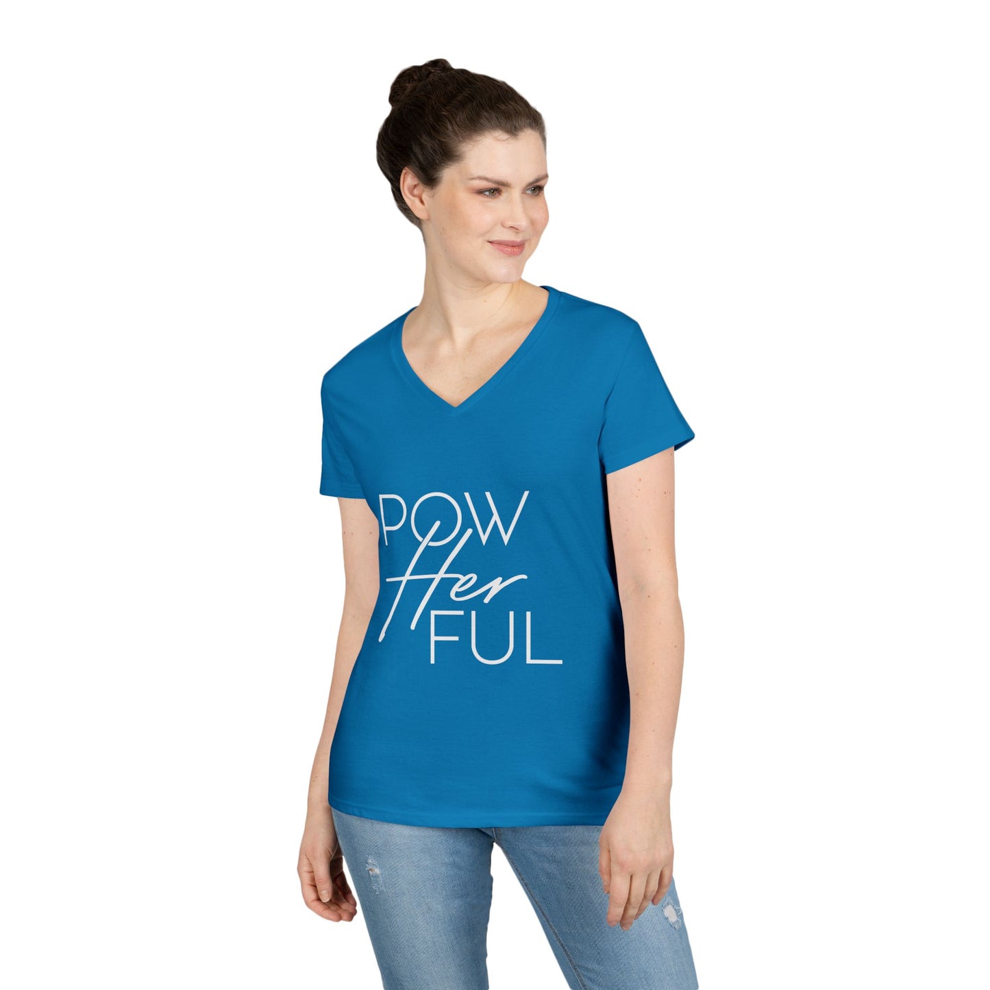 Emily Young Fitness - "PowHERful V‑Neck Tee — Women’s Empowerment Fitness Shirt