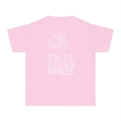 Emily Young Fitness Youth Tee — "LIKE A GIRL" Graphic Workout Shirt