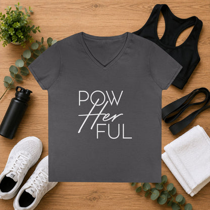 Emily Young Fitness - "PowHERful V‑Neck Tee — Women’s Empowerment Fitness Shirt