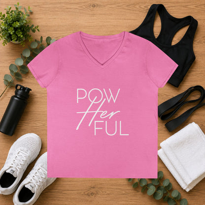Emily Young Fitness - "PowHERful V‑Neck Tee — Women’s Empowerment Fitness Shirt