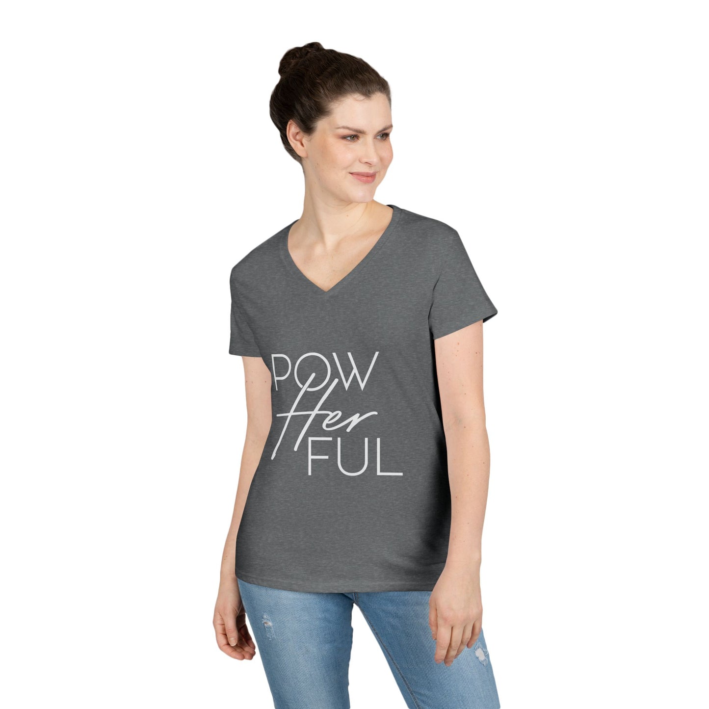 Emily Young Fitness - "PowHERful V‑Neck Tee — Women’s Empowerment Fitness Shirt