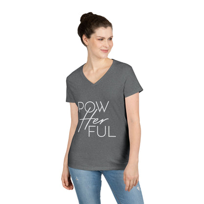 Emily Young Fitness - "PowHERful V‑Neck Tee — Women’s Empowerment Fitness Shirt