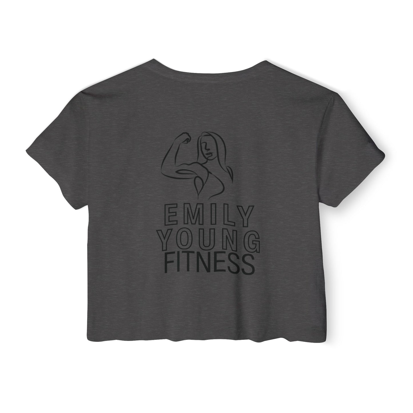 Emily Young Fitness Women's Crop Top — 'Woman' Script Graphic