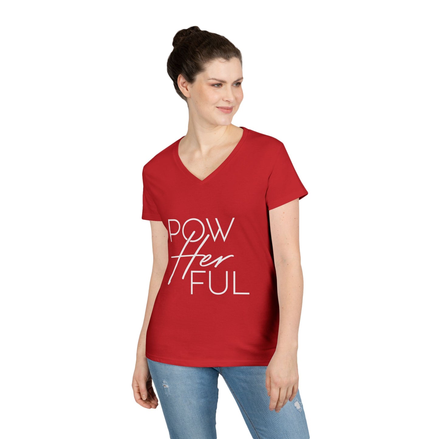 Emily Young Fitness - "PowHERful V‑Neck Tee — Women’s Empowerment Fitness Shirt