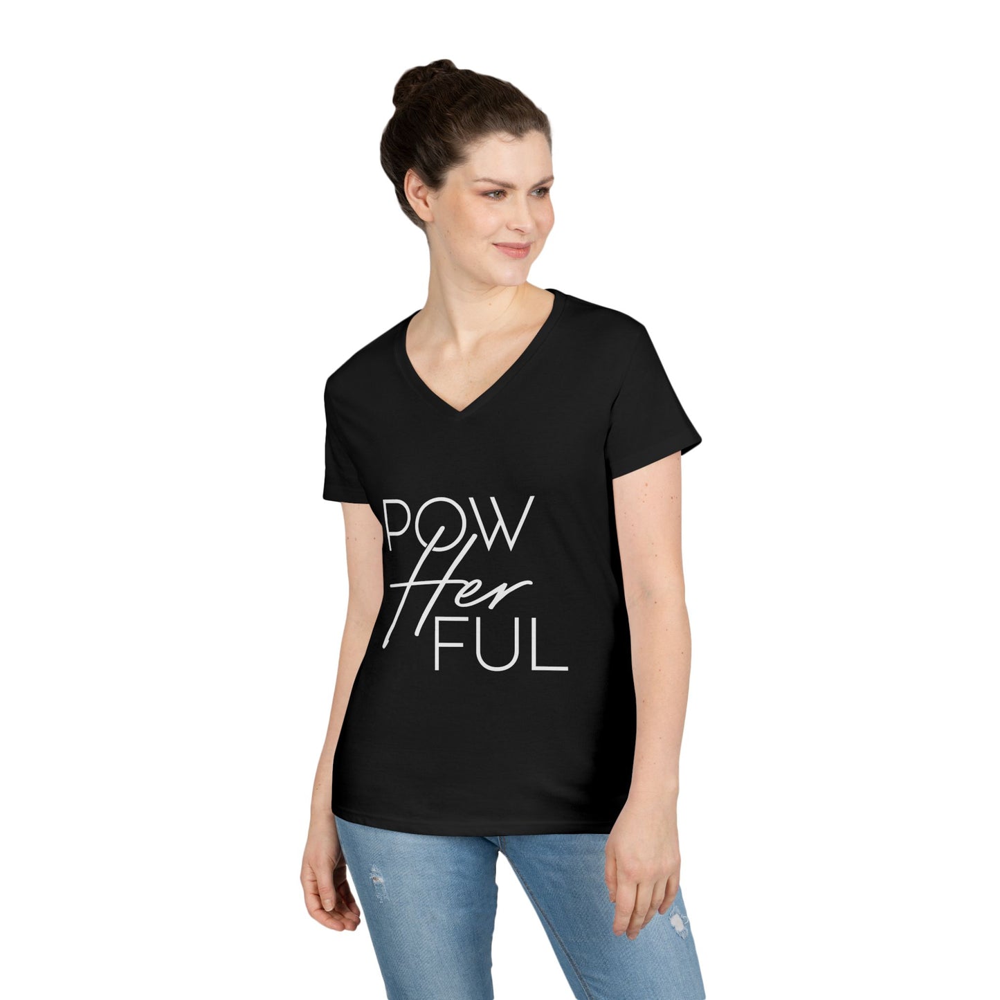 Emily Young Fitness - "PowHERful V‑Neck Tee — Women’s Empowerment Fitness Shirt