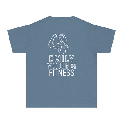 Emily Young Fitness Youth Tee — "LIKE A GIRL" Graphic Workout Shirt